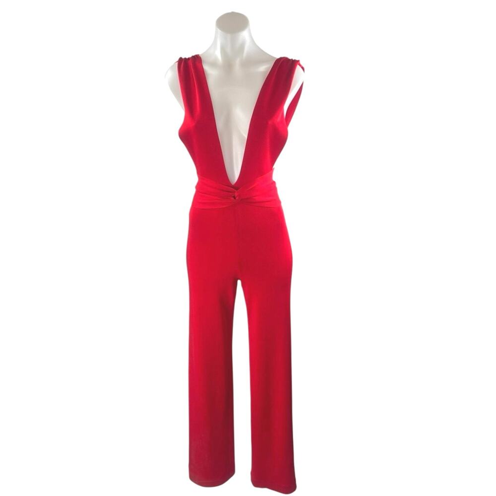 House of CB London Benedetta Red Sleeveless Straight Leg Tank Romper Jumpsuit XS